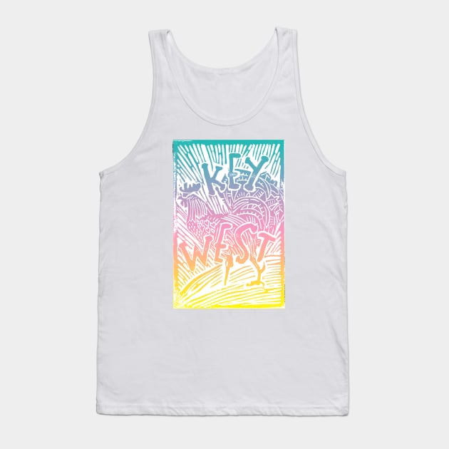 Key West rainbow Pirate Rooster Tank Top by UncleDave